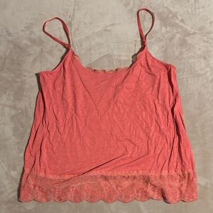 American Eagle Outfitters Coral Lace Tank Top